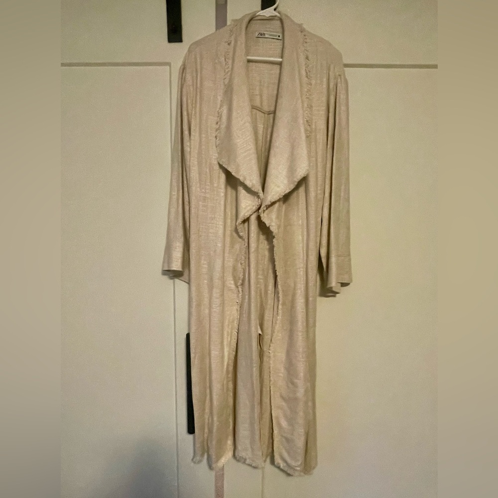 NWOT Zara Linen Trench XS-S - Picture 5 of 10